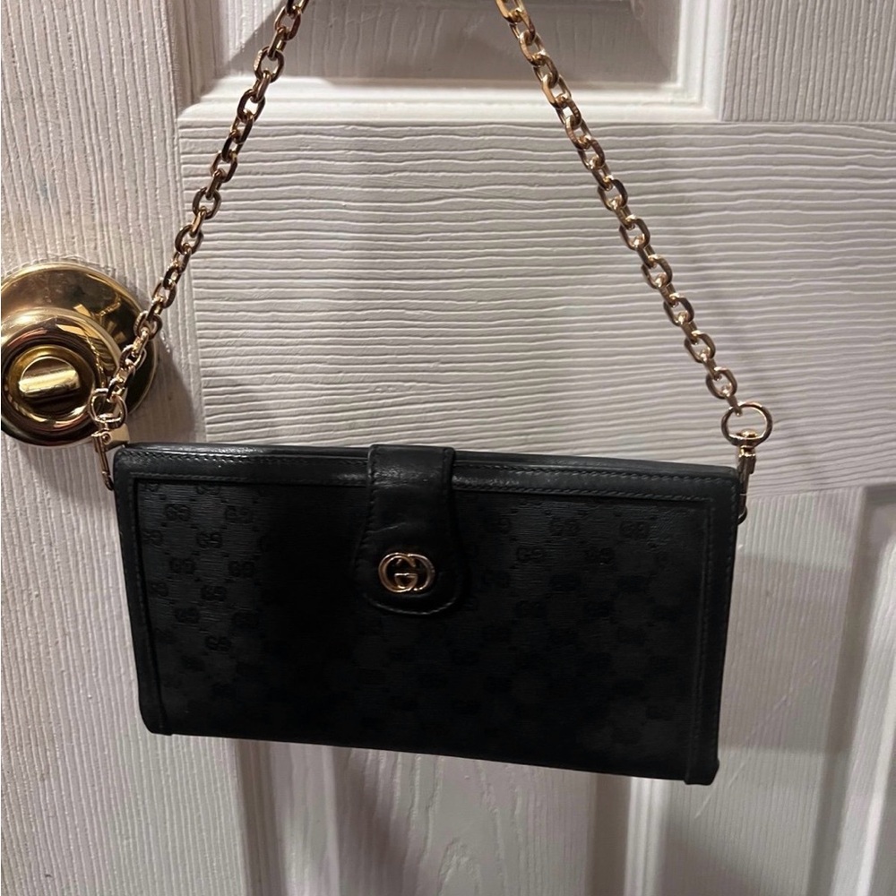 AUTHENTIC Gucci Black GG MARMONT Chain Wristlet w/Gold Hardware /Cert attached - Picture 9 of 10